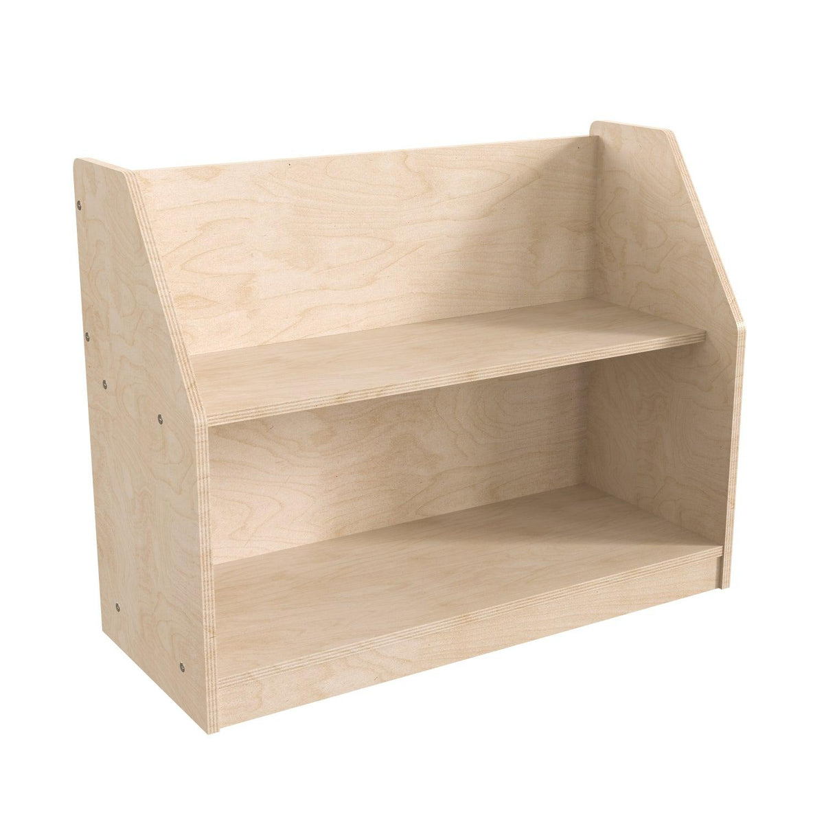 Bright Beginnings Commercial Grade Modular 2 Shelf Wooden Classroom Display Shelf, Natural Finish