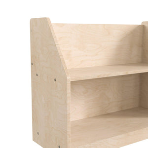Bright Beginnings Commercial Grade Modular 2 Shelf Wooden Classroom Display Shelf, Natural Finish