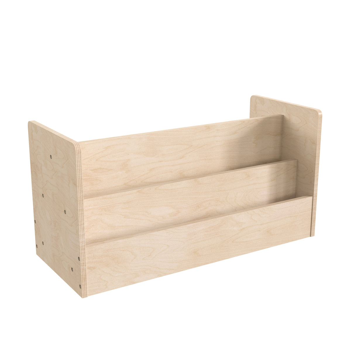 Bright Beginnings Commercial Grade Modular Double Sided 2 Tier Wooden Classroom Book Display Shelf, Natural Finish