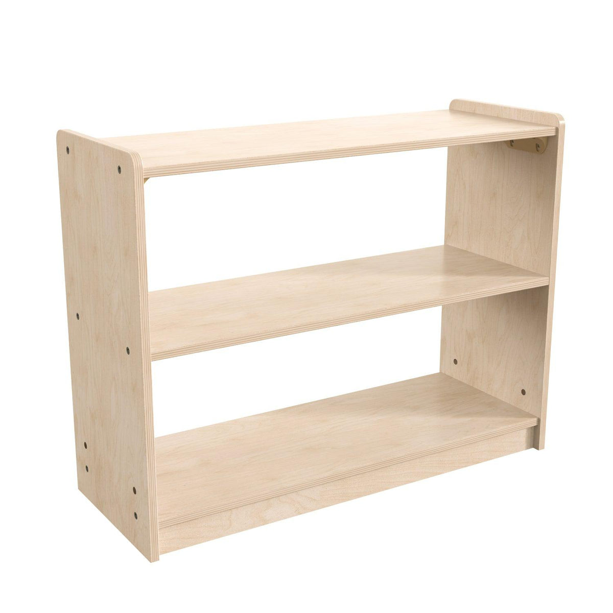 Bright Beginnings Commercial Grade 2 Shelf Wooden Classroom Open Storage Unit, Natural Finish
