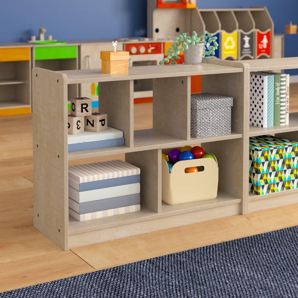 Bright Beginnings Commercial Grade Modular Wooden Classroom Open Storage Unit, Safe, Kid Friendly Design