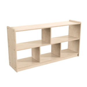 Bright Beginnings Commercial Grade Extra Wide 5 Section Modular Wooden Classroom Open Storage Unit, Natural Finish