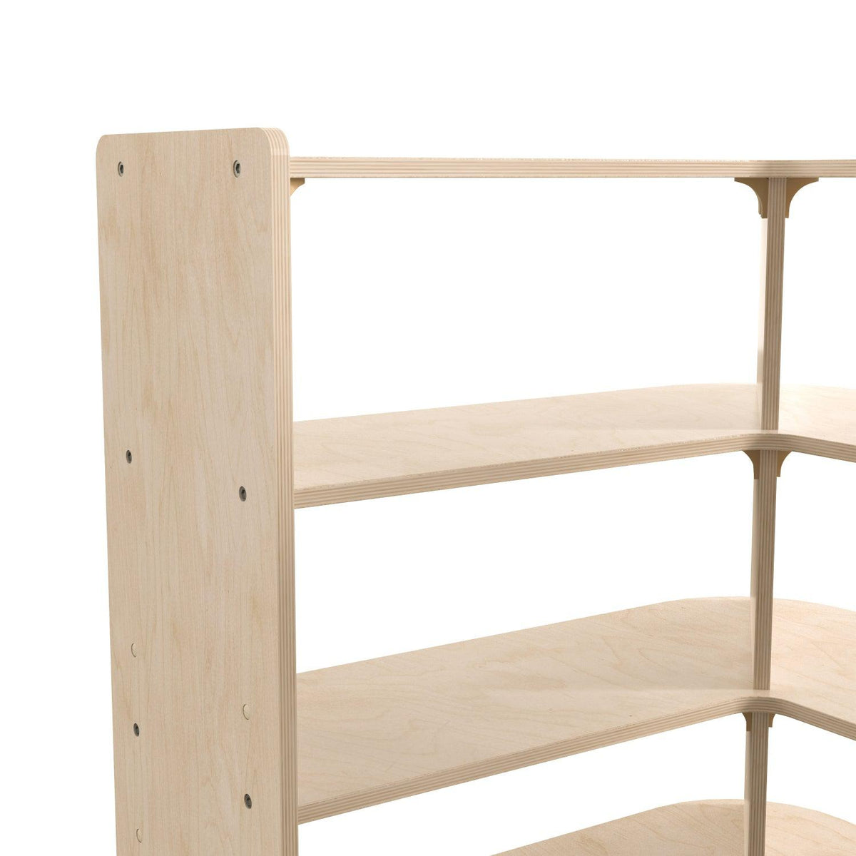 Bright Beginnings Commercial Grade 3 Tier Wooden Classroom Open Corner Storage Unit, Natural Finish