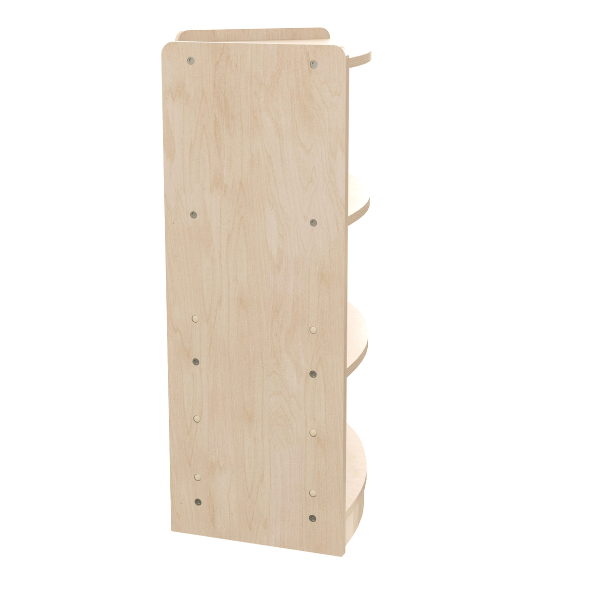 Bright Beginnings Commercial Grade Bow Front 3 Tier Wooden Classroom Open Corner Storage Unit, Natural Finish
