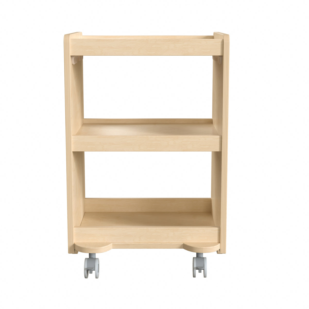 Bright Beginnings Commercial Grade Wooden Mobile Storage Cart with 3 Storage Tiers, Natural Finish