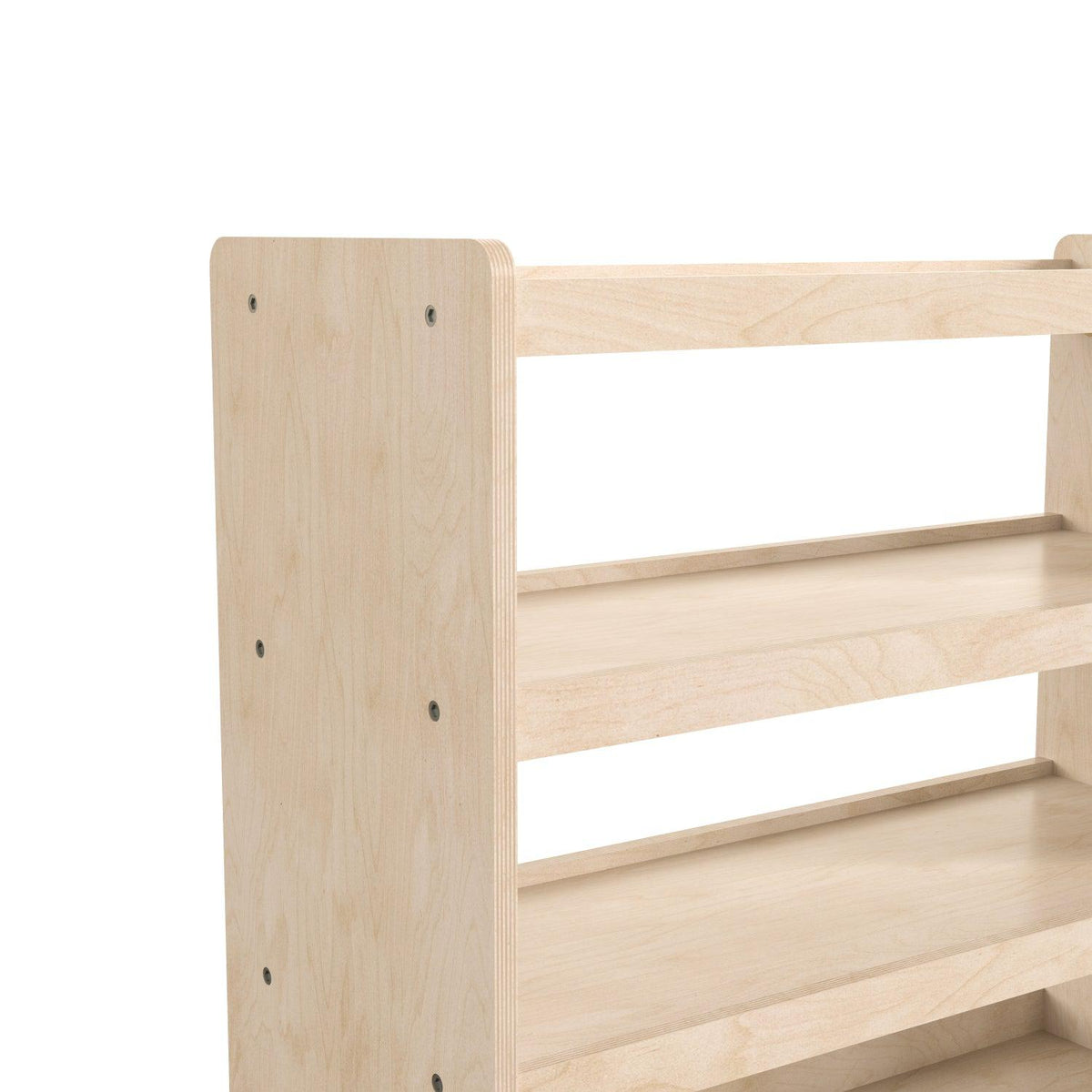 Bright Beginnings Commercial Grade Space Saving 4 Shelf Wooden Mobile Classroom Storage Cart, Natural Finish