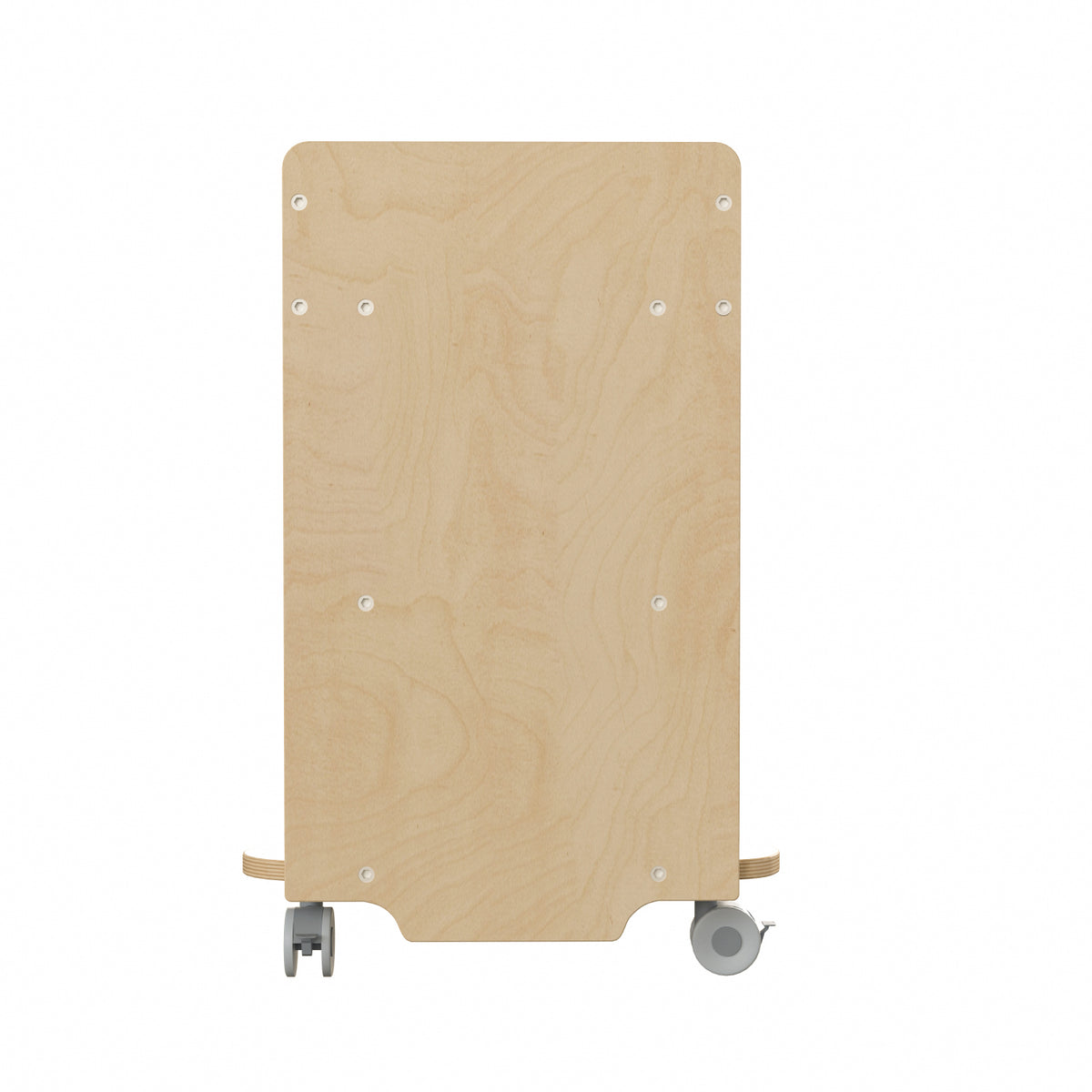 Bright Beginnings Commercial Grade Wooden Mobile Storage Cart with 3 Top Storage Cubbies and 2 Lower Shelves, Natural Finish