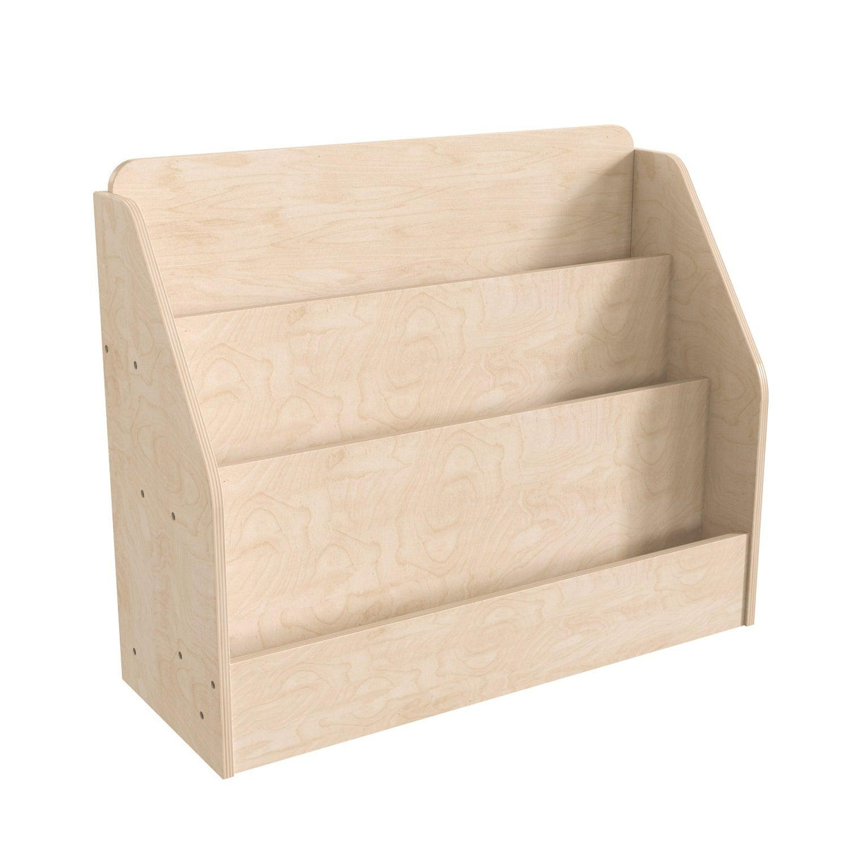 Bright Beginnings Commercial Grade Modular Wooden Classroom 3 Tier Book Display Shelf, Natural Finish