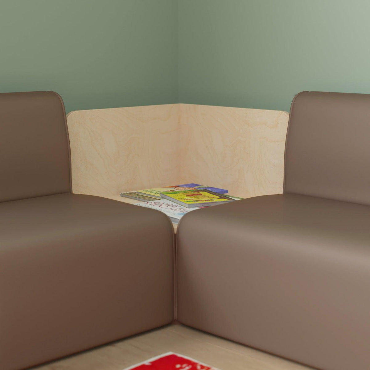 Bright Beginnings Commercial Grade Modular Classroom Seating Wooden Corner Table, Natural Finish