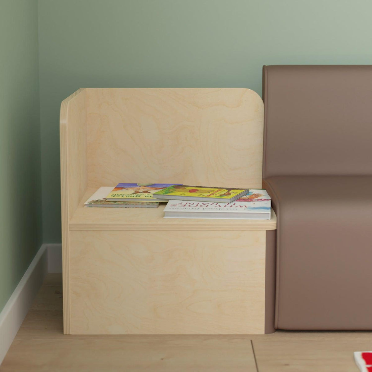 Bright Beginnings Commercial Grade Modular Classroom Seating Wooden Corner Table, Natural Finish