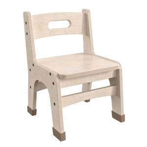 Bright Beginnings Set of 2 Commercial Grade Wooden Classroom Chairs, 9" Seat Height with Non-Slip Foot Caps and Built-In Carrying Handle, Natural Finish