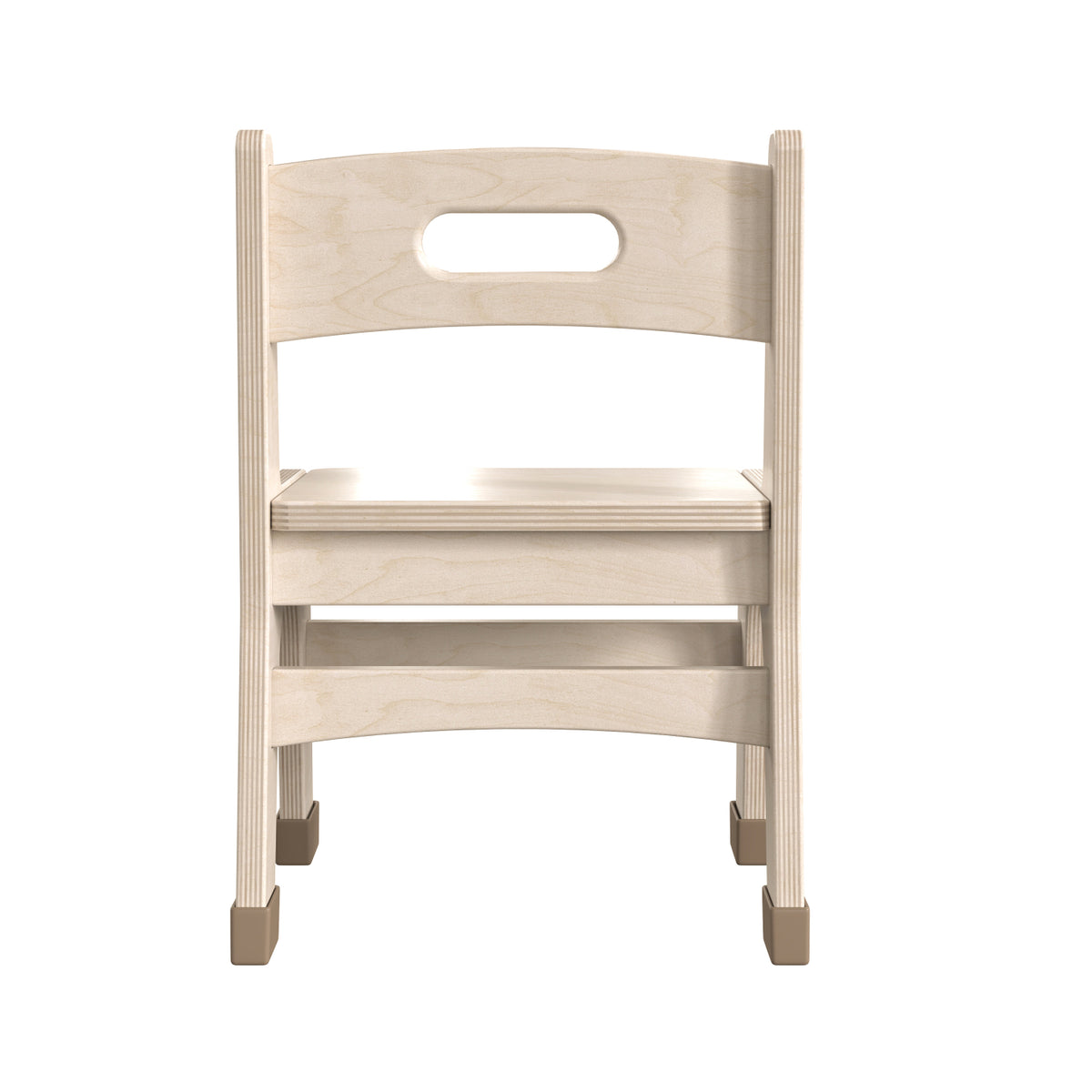 Bright Beginnings Set of 2 Commercial Grade Wooden Classroom Chairs, 9" Seat Height with Non-Slip Foot Caps and Built-In Carrying Handle, Natural Finish