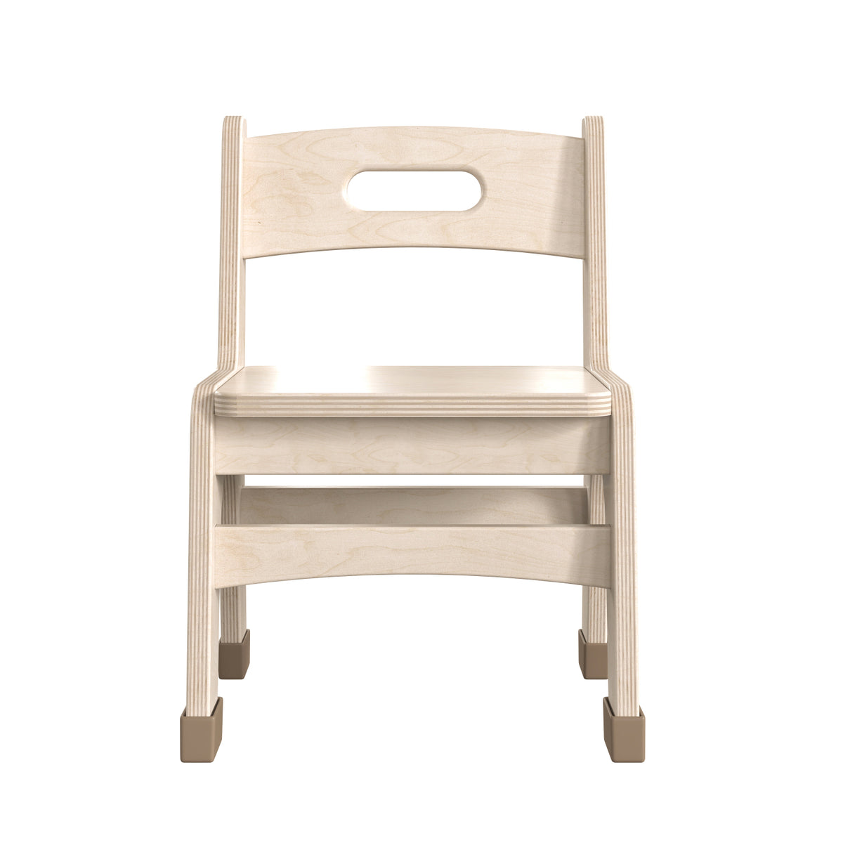 Bright Beginnings Set of 2 Commercial Grade Wooden Classroom Chairs, 9" Seat Height with Non-Slip Foot Caps and Built-In Carrying Handle, Natural Finish