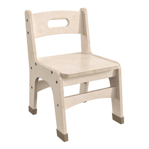 Bright Beginnings Set of 2 Commercial Grade Wooden Classroom Chairs, 10" Seat Height with Non-Slip Foot Caps and Built-In Carrying Handle, Natural Finish