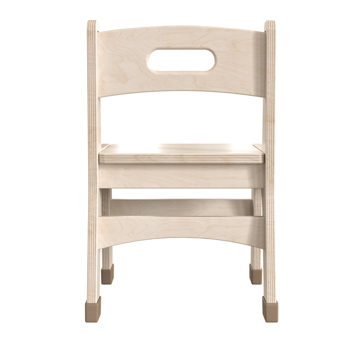 Bright Beginnings Set of 2 Commercial Grade Wooden Classroom Chairs, 10" Seat Height with Non-Slip Foot Caps and Built-In Carrying Handle, Natural Finish