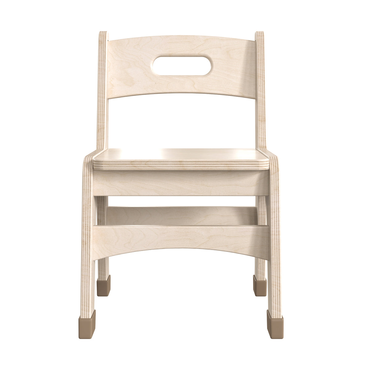 Bright Beginnings Set of 2 Commercial Grade Wooden Classroom Chairs, 10" Seat Height with Non-Slip Foot Caps and Built-In Carrying Handle, Natural Finish