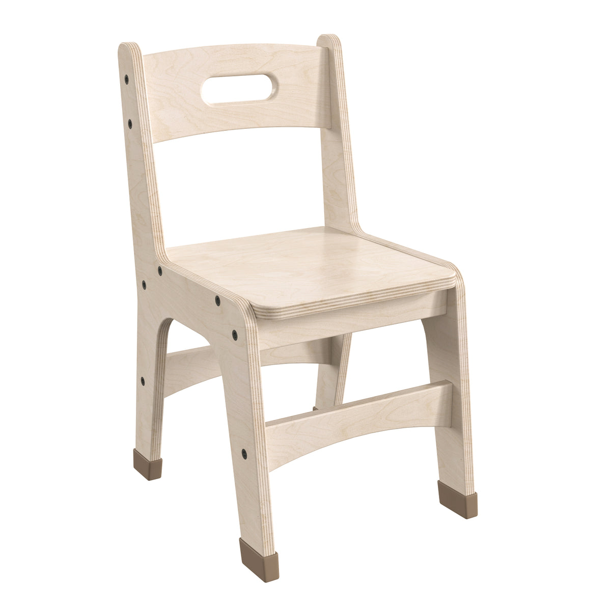 Bright Beginnings Set of 2 Commercial Grade Wooden Classroom Chairs, 11.5" Seat Height with Non-Slip Foot Caps and Built-In Carrying Handle, Natural Finish
