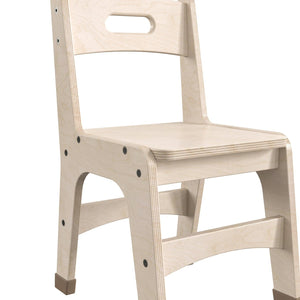 Bright Beginnings Set of 2 Commercial Grade Wooden Classroom Chairs, 11.5" Seat Height with Non-Slip Foot Caps and Built-In Carrying Handle, Natural Finish
