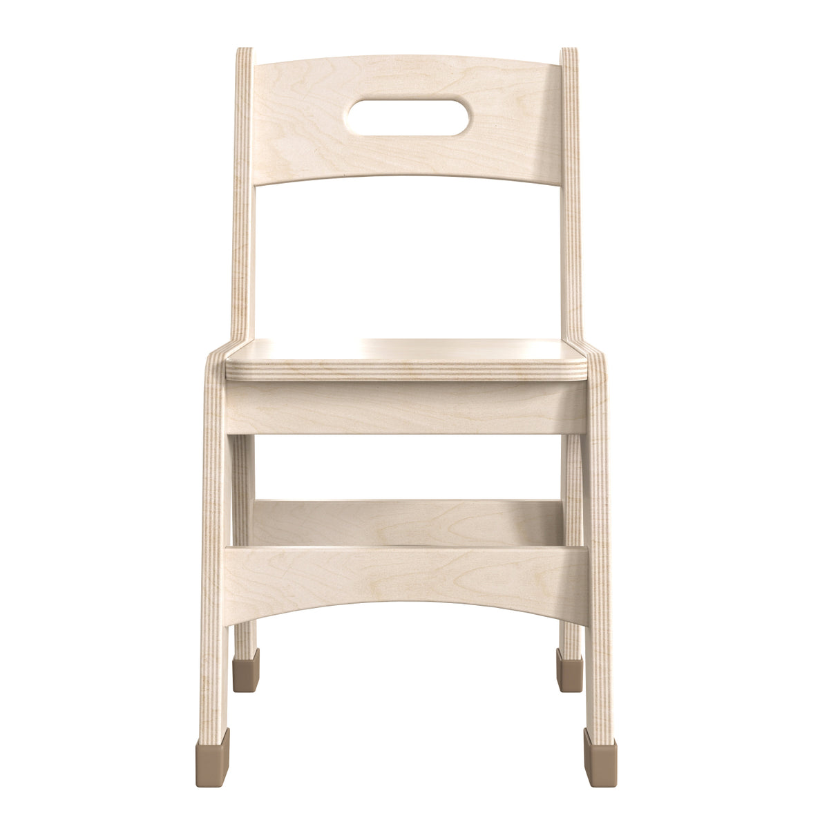 Bright Beginnings Set of 2 Commercial Grade Wooden Classroom Chairs, 11.5" Seat Height with Non-Slip Foot Caps and Built-In Carrying Handle, Natural Finish