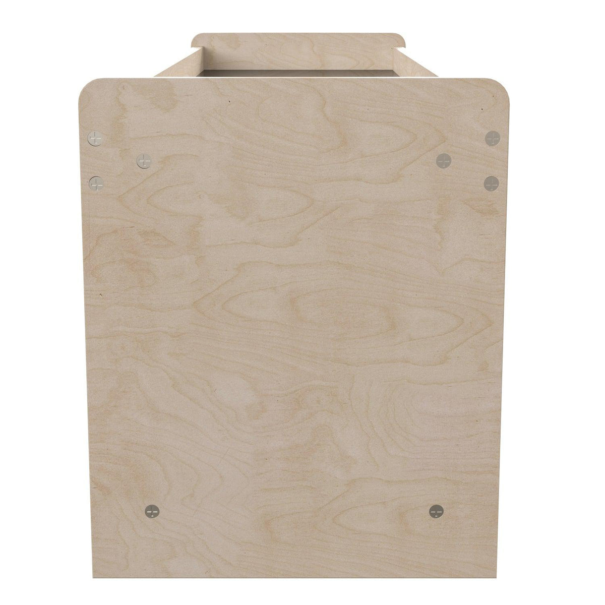 Bright Beginnings Commercial Grade Modular Wooden Classroom 2 Sided, 3 Section, Open Storage Unit with Mirrored Top and Raised Upper Edges, Natural Finish