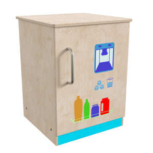 Bright Beginnings Commercial Grade Wooden Children's Kitchen Refrigerator with Integrated Storage