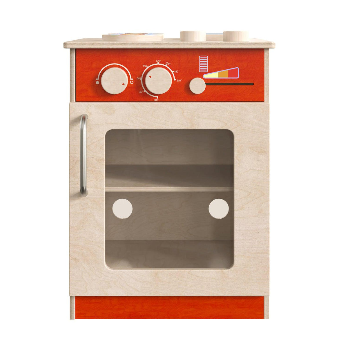 Bright Beginnings Commercial Grade Wooden Children's Kitchen Stove with Integrated Storage