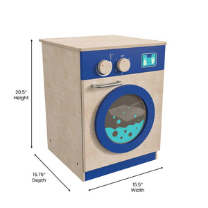 Bright Beginnings Commercial Grade Wooden Kid's Washing Machine with Integrated Storage and Turning Knobs