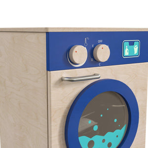 Bright Beginnings Commercial Grade Wooden Kid's Washing Machine with Integrated Storage and Turning Knobs