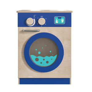 Bright Beginnings Commercial Grade Wooden Kid's Washing Machine with Integrated Storage and Turning Knobs