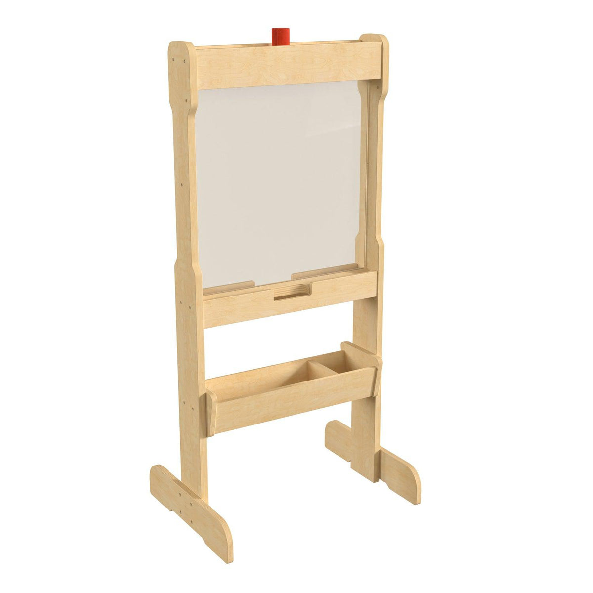Bright Beginnings Commercial Grade Double Sided Wooden Free-Standing STEAM Easel, Storage Tray, Acrylic Paint Window, Holds Two Accessory Panels, Natural Finish