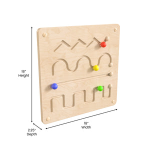 Bright Beginnings Commercial Grade STEAM Wall Activity Board with Natural Finish and Multicolor Accents, Lines and Patterns