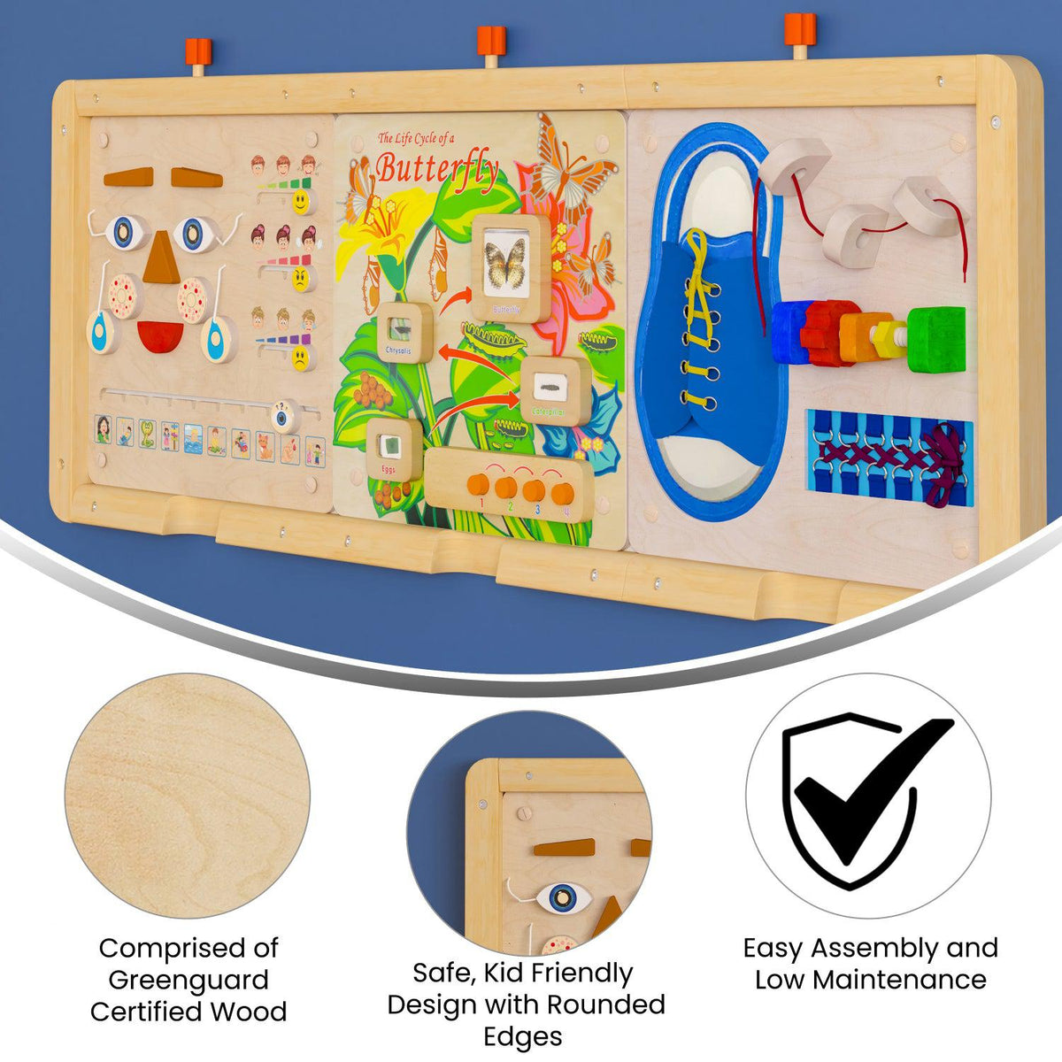 Bright Beginnings Commercial Grade Wooden Three Panel STEAM Wall System