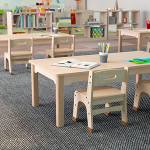 Bright Beginnings Commercial Grade Wooden Rectangular Preschool Classroom Activity Table, 23.5"W x 47.25"D x 14.5"H, Beech