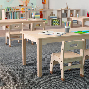 Bright Beginnings Commercial Grade Wooden Rectangular Preschool Classroom Activity Table, 23.5"W x 47.25"D x 18"H, Beech