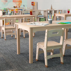 Bright Beginnings Commercial Grade Wooden Rectangular Preschool Classroom Activity Table, 23.5"W x 47.25"D x 21.25"H, Beech