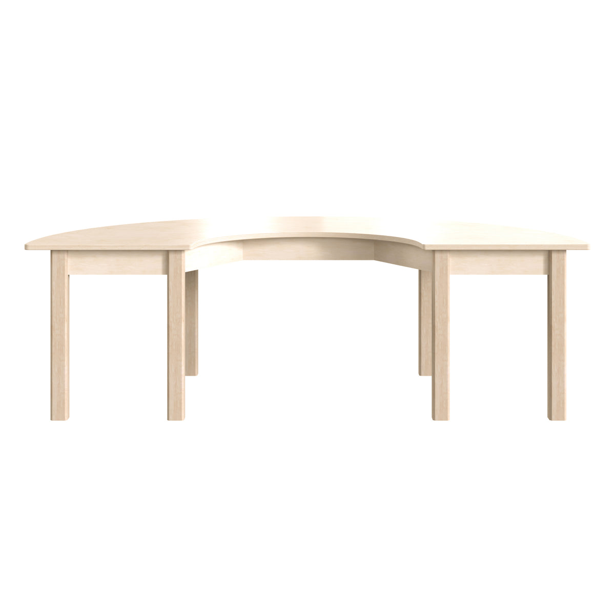 Bright Beginnings Commercial Grade Wooden Half Circle Preschool Classroom Activity Table, 29.5"W x 59"D x 18"H, Beech