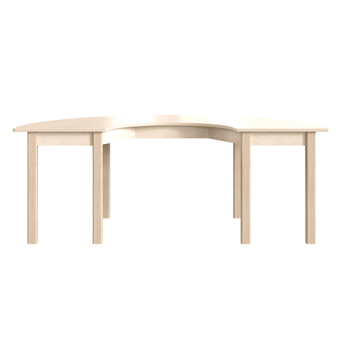 Bright Beginnings Commercial Grade Wooden Half Circle Preschool Classroom Activity Table, 29.5"W x 59"D x 21"H, Beech