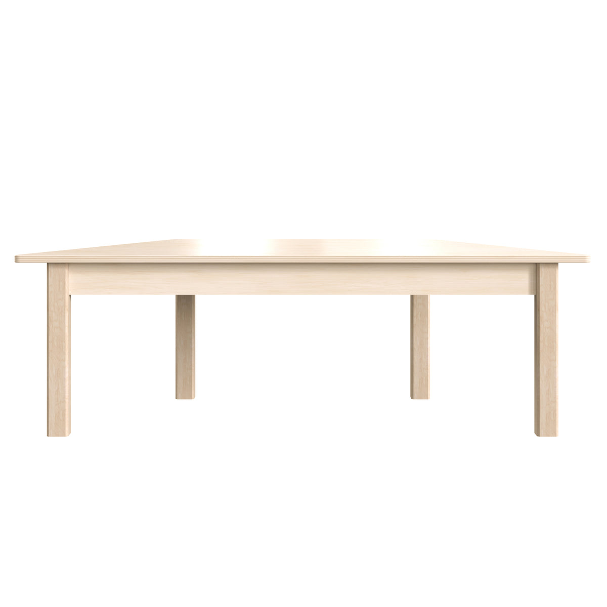 Bright Beginnings Commercial Grade Wooden Trapezoid Preschool Classroom Activity Table, 20.75"W x 47.25"D x 14.5"H, Beech