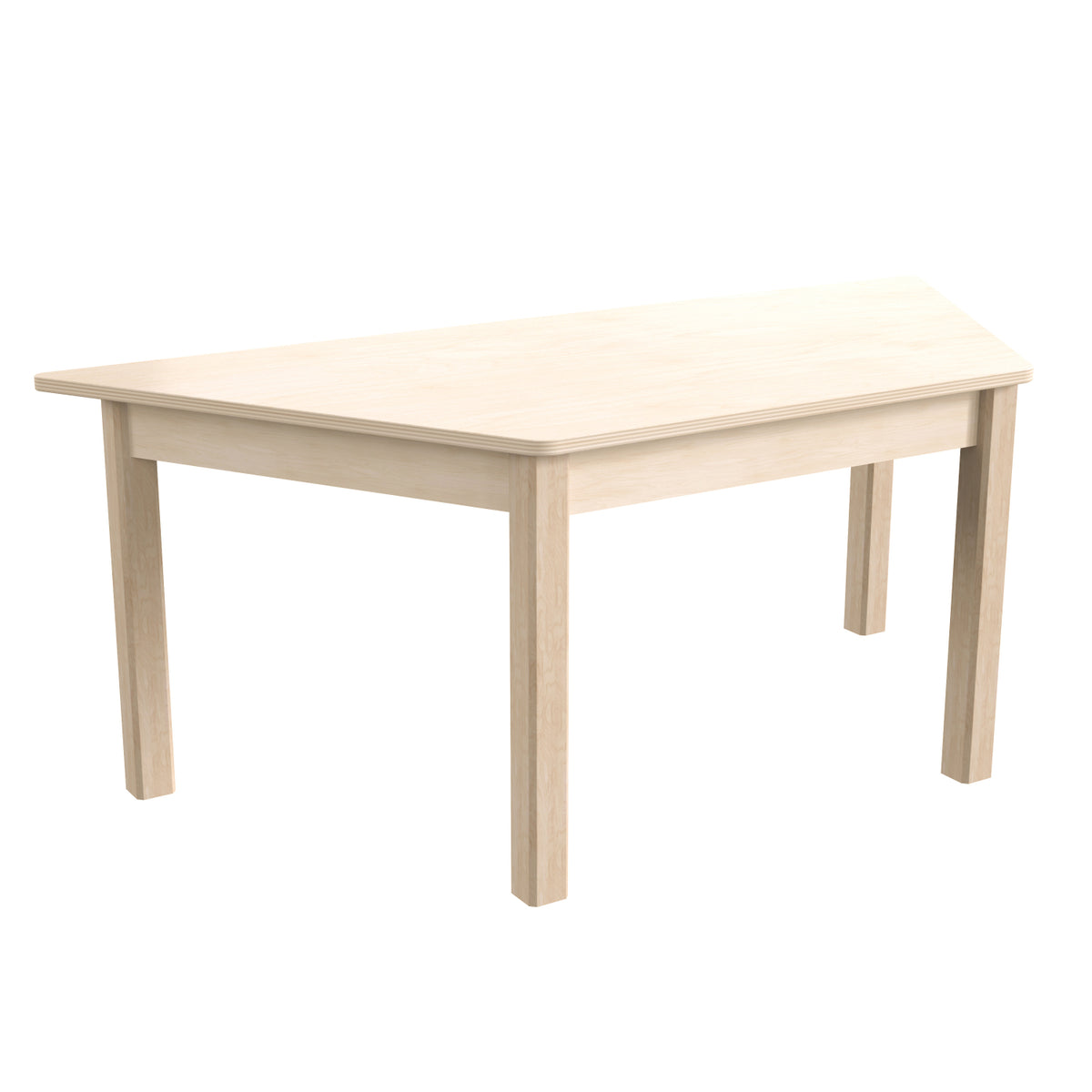 Bright Beginnings Commercial Grade Wooden Trapezoid Preschool Classroom Activity Table, 20.75"W x 47.25"D x 18"H, Beech