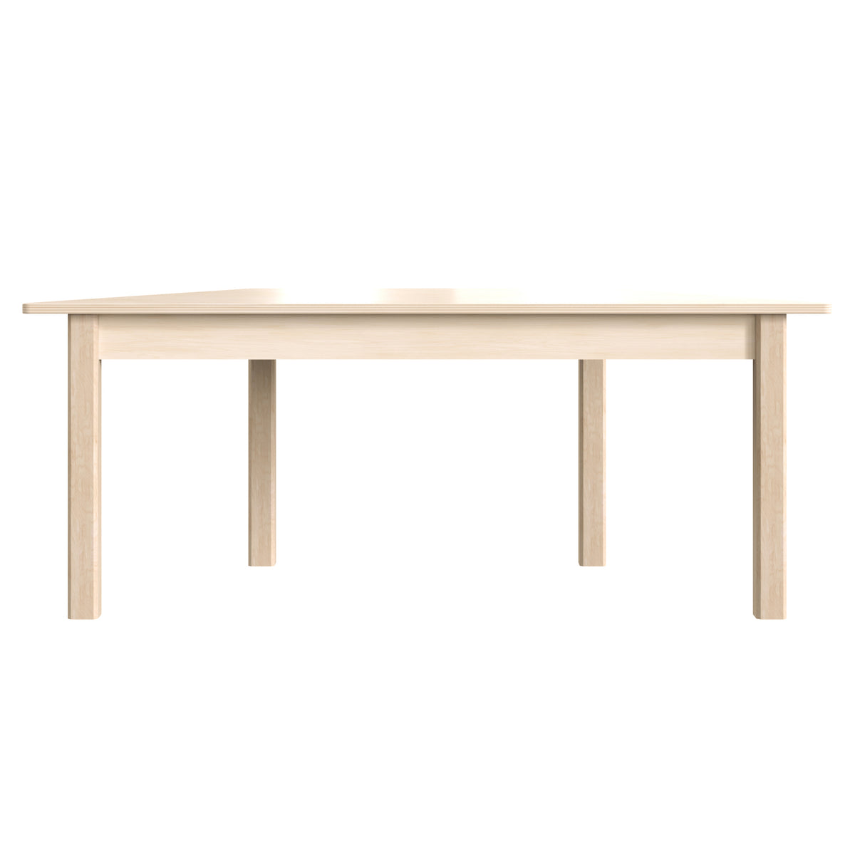 Bright Beginnings Commercial Grade Wooden Trapezoid Preschool Classroom Activity Table, 20.75"W x 47.25"D x 18"H, Beech