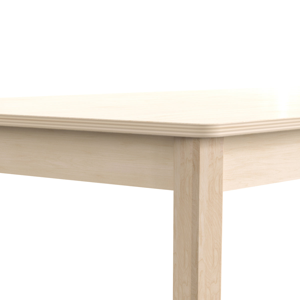 Bright Beginnings Commercial Grade Wooden Trapezoid Preschool Classroom Activity Table, 20.75"W x 47.25"D x 18"H, Beech