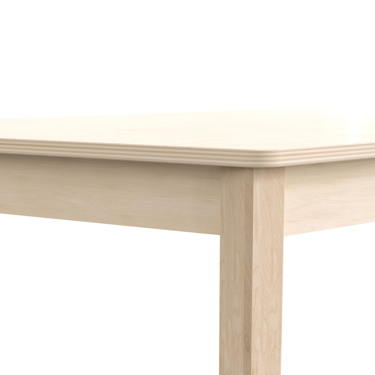 Bright Beginnings Commercial Grade Wooden Trapezoid Preschool Classroom Activity Table, 20.75"W x 47.25"D x 21"H, Beech