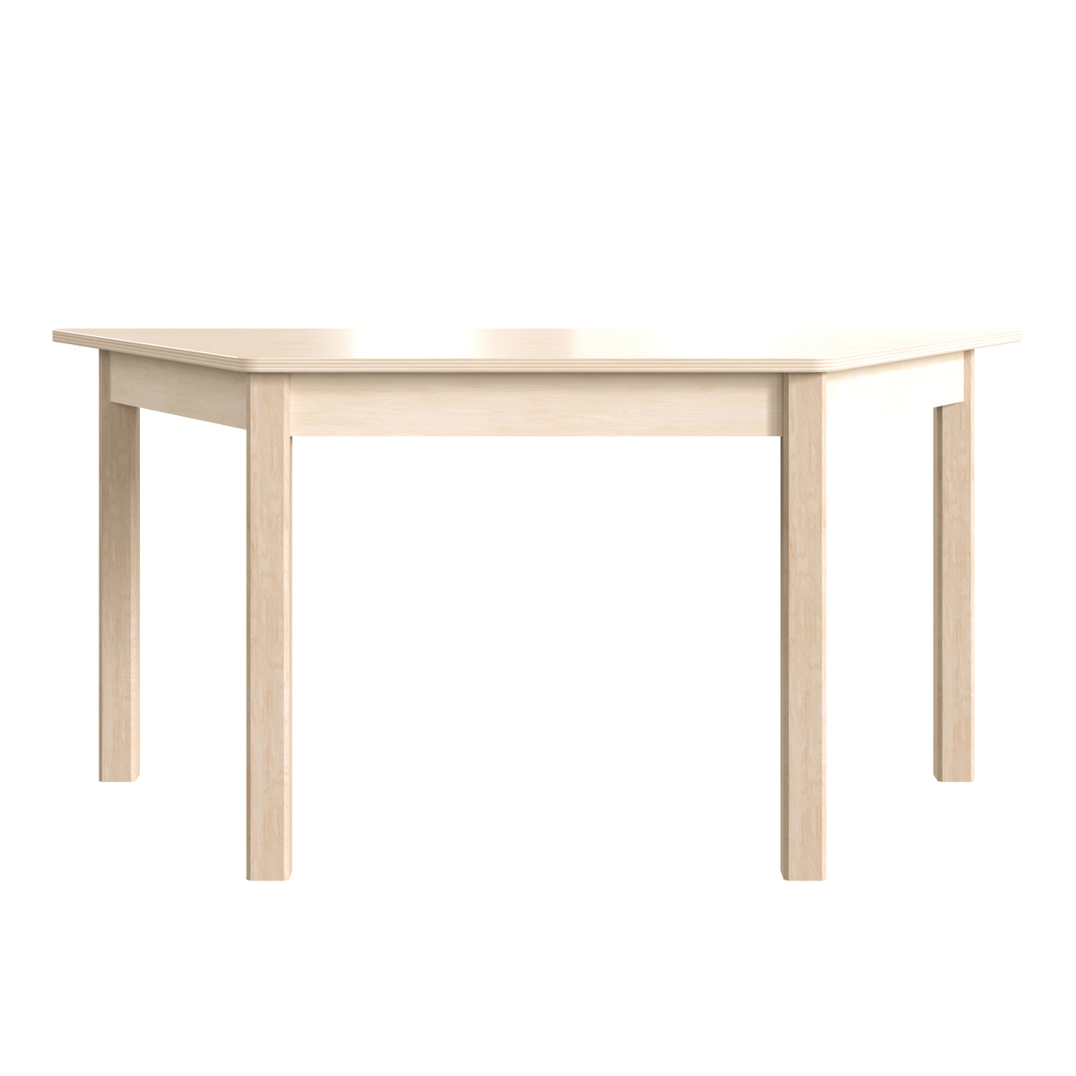 Bright Beginnings Commercial Grade Wooden Trapezoid Preschool Classroom Activity Table, 20.75"W x 47.25"D x 21"H, Beech