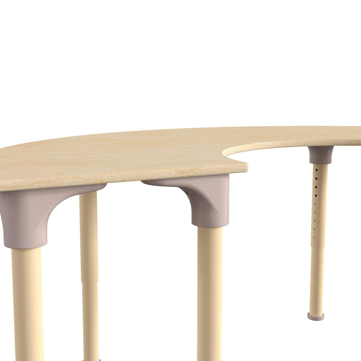 Bright Beginnings 59" Commercial Grade Wooden Half Circle Adjustable Height Classroom Activity Table, 15"H - 23"H, Beech