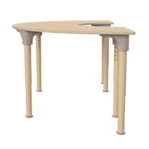Bright Beginnings 59" Commercial Grade Wooden Half Circle Adjustable Height Classroom Activity Table, 15"H - 23"H, Beech