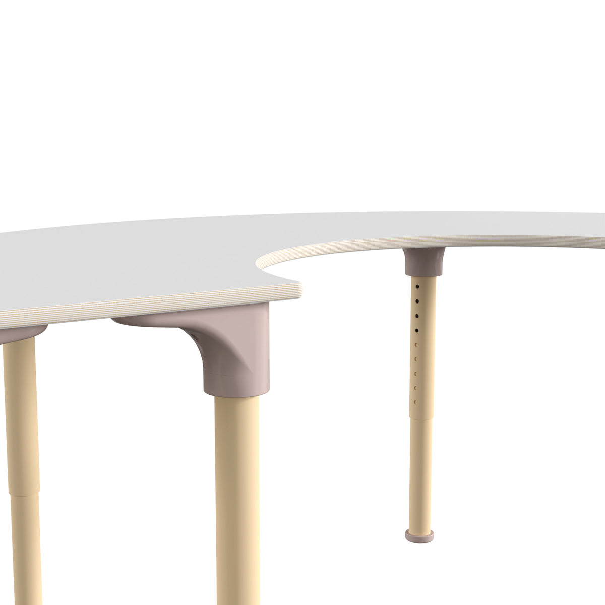 Bright Beginnings 59" Commercial Grade Wooden Half Circle Adjustable Height Classroom Activity Table, 15"H - 23"H, Beech/White