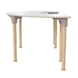 Bright Beginnings 59" Commercial Grade Wooden Half Circle Adjustable Height Classroom Activity Table, 15"H - 23"H, Beech/White