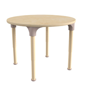 Bright Beginnings 33" Round Commercial Grade Wooden Adjustable Height Classroom Activity Table, 15"H - 23"H, Beech