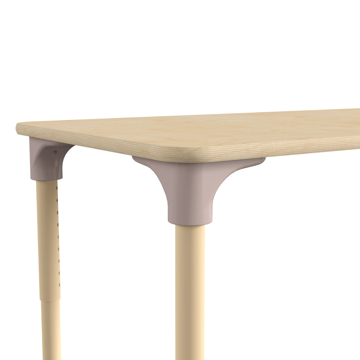 Bright Beginnings 23.5" x 47" Commercial Grade Wooden Rectangle Adjustable Height Classroom Activity Table, 15"H - 23"H, Beech