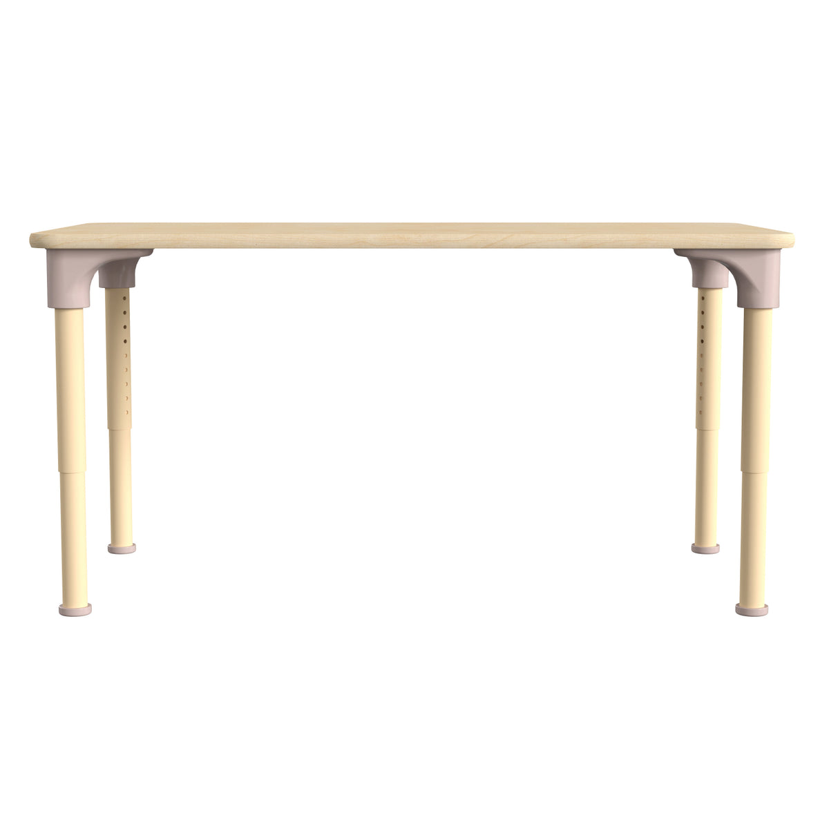 Bright Beginnings 23.5" x 47" Commercial Grade Wooden Rectangle Adjustable Height Classroom Activity Table, 15"H - 23"H, Beech